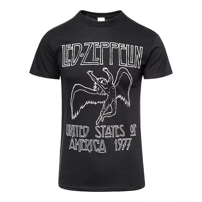 Buy Led Zeppelin T-Shirt USA 1977 Rock Band New Black Official • 15.95£