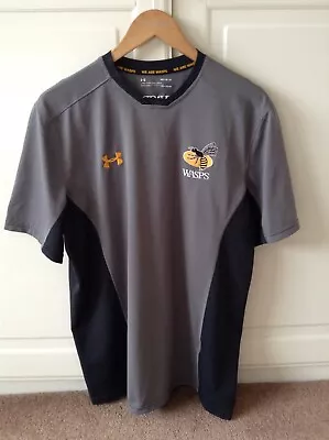 Buy Wasps Rugby T-shirt. Under Armour Heatgear. Medium Loose. Grey/Black. Used. VGC. • 22£