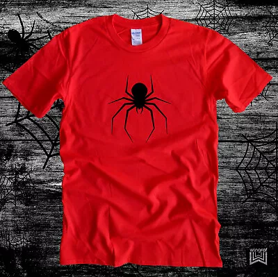 Buy Spider T Shirt Halloween Magic Art Gift Top Red Tee Mens Womens Kids Sizes • 9.99£