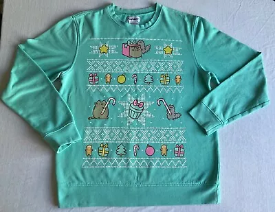 Buy Pusheen The Cat Christmas Sweatshirt Teal Size S • 17.28£