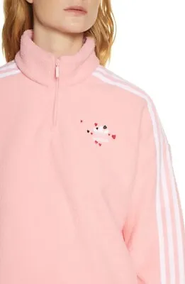 Buy Adidas Women’s Valentines Day 3 Stripes Fleece Half Zip Pullover - Pink - Medium • 85.24£