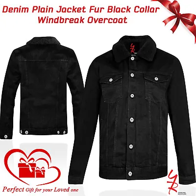 Buy Mens Denim Jacket 100% Cotton Button Up Classic Jean Casual Store S - 3XL Black • 19.85£
