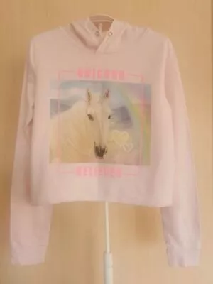 Buy H&M Girls Cropped Hoodie With Unicorn Age 12-14 Years • 4£