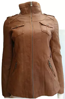Buy VOPSE Womens Faux Leather Zip Up  Biker Jacket Casual Slim Fit Short S • 19.99£