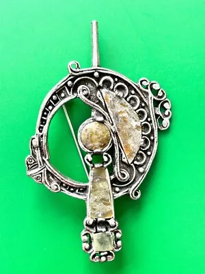 Buy Signed Vintage Miracle Agate Celtic Design Sword Kilt Pin, Sweater Brooch, 2.75  • 24.98£