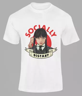 Buy Wednesday, Addams, Socially Distance, Nevermore, Thing, Enid,  T-shirt • 9£