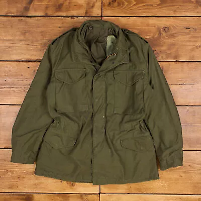 Buy Vintage Military Jacket M 80s M65 Field Cold Weather Green Zip Snap • 59.99£