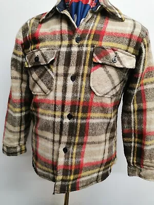 Buy Vintage  Brown Plaid  CPO Jacket  Size Small Americana  • 35£