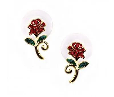 Buy Beauty And The Beast Red Rose Earrings, By Arribas Disneyland Paris • 46.90£