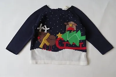 Buy Next Blue Christmas Jumper Cotton For Baby Boys Size Up To 3mths £14.00 • 5£