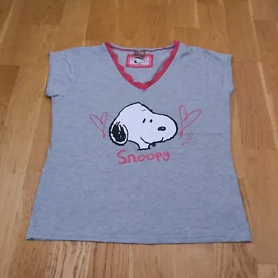 Buy Peanuts Snoopy Print T Shirt L XL Tee Top V Neck Woodstock Charlie Brown Y2K • 6.99£