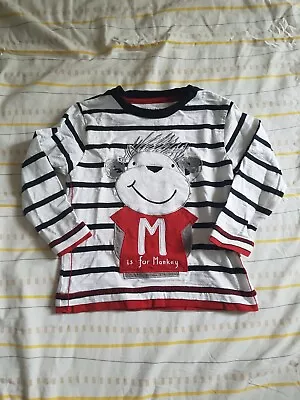 Buy Boys Long Sleeve Striped Nutmeg Monkey T-shirt Size 2 - 3 Yrs (D12 B) • 7£