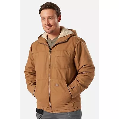 Buy Dickies Sherpa-lined Brown Hooded Winter Jacket With Brass Zip • 59.95£