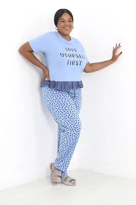Buy Plus Pyjama Set Soft Jersey Lounge Nightwear Sleep Cute Slogan Brave Soul • 18£