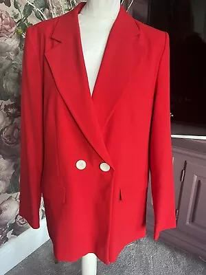 Buy Tu Double Breasted Jacket/Blazer In Red Size 14 With Red Hearts Lining • 8.99£