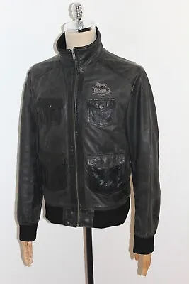 Buy Mens Lonsdale Black Leather Jacket Size M • 93.60£