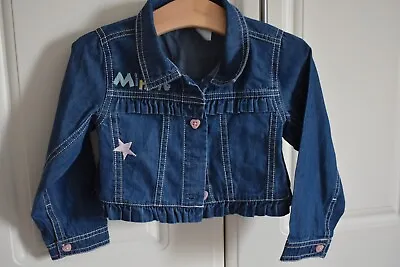 Buy Disney Baby At Disney Store Blue Cotton Denim MINNIE Frilled Jacket 18-24 Months • 6.99£