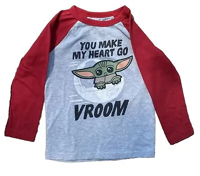 Buy STAR WARS 4T Long-sleeve Baseball Style T-shirt Baby Yoda, Mandalorian Red Gray • 6.28£