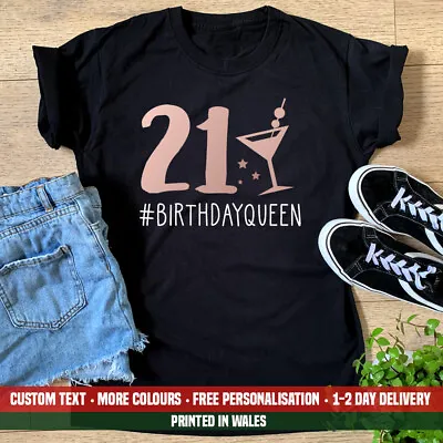 Buy Ladies 21 Birthday Queen T Shirt Funny 21st Birthday 2001 Sister Party Gift Top • 13.99£