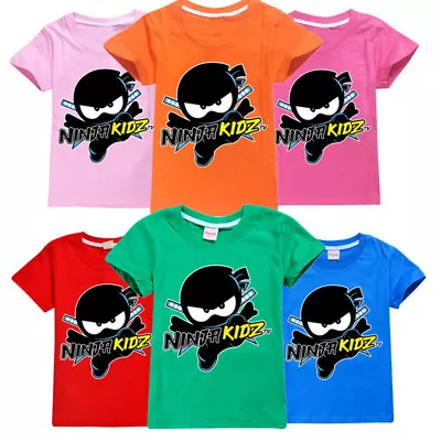 Buy 2022 New Ninja Kidz Tv Kids 100% Cotton T-Shirt Gaming Team Short Sleeve Top Tee • 6.99£