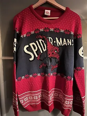 Buy Marvel Spider Man Vintage Comic Book Style Seasonal Christmas Jumper XL • 11.50£