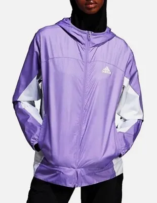 Buy Adidas Marathon 3 Stripe Zip Track Jacket/Windbreaker Violet Fusion Sz M NWT • 21.64£