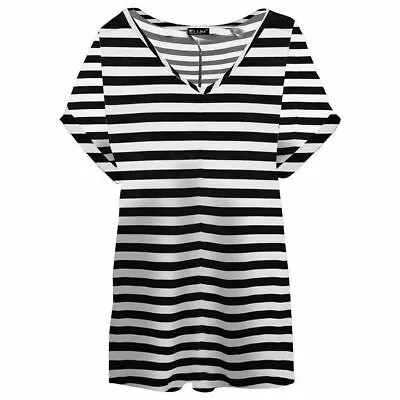 Buy Womens T Shirt Ladies Oversized Baggy Plus Size Top Loose V Neck Turn Up Batwing • 9.99£