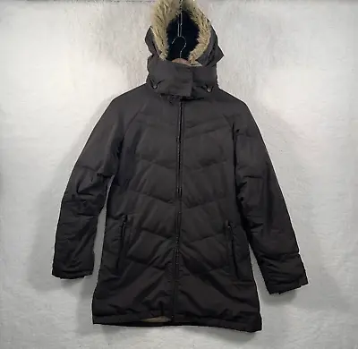 Buy Women’s Columbia Olive/Dark Green Quilted Winter Jacket With Fur Hood Size Small • 29.99£