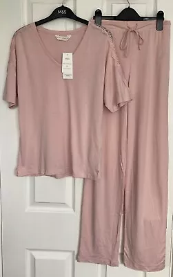 Buy NEW M&S Soft Pink Cool Comfort Cotton Rich Pyjamas Set Size XS • 15£