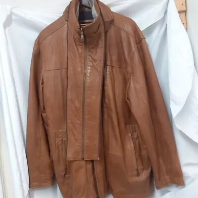 Buy Gents LAKELAND Brown Leather Jacket UK XL CG K07 • 7.99£
