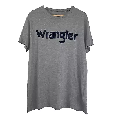 Buy Wrangler Mens Grey Casual T Shirt Short Sleeve Logo Graphic UK Large • 12£