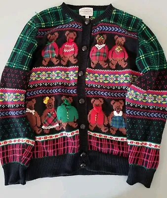 Buy Vtg 90s Susan Bristol Medium Ugly Christmas Sweater Cardigan Embroidered Read  • 26.05£