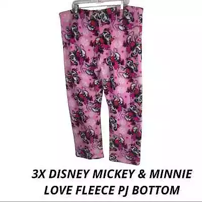 Buy Disney 3X Mickey & Minnie Mouse Love Hugging Design Plush PJ Bottoms EUC • 10.25£