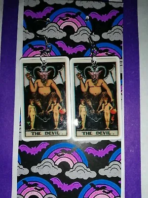 Buy The Devil Tarot Card Earrings Goth Alternative Fashion Jewellery • 4£