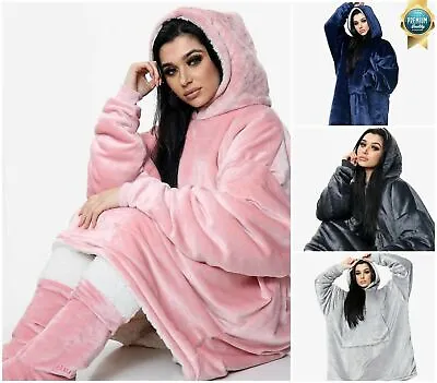 Buy Hoodie Blanket Oversized Plush Sherpa Reverse Big Hooded Sweatshirt Teens/Adults • 10.99£