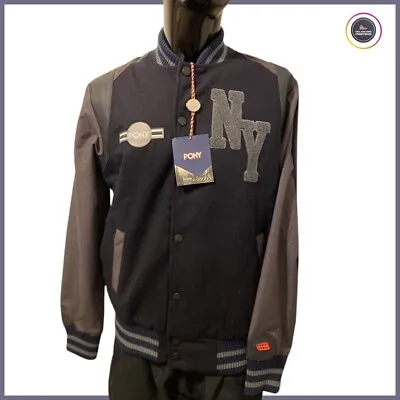 Buy Pony X Rothco New York Men Varsity  Letterman Wool Jacket Grey & Black -  Large • 150£