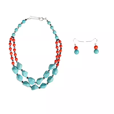 Buy Turquoise Jewelry Set - Multi-layer Necklace & Earrings - Gift • 11.19£