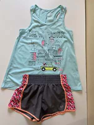 Buy Girls Justice T Shirt & Shorts Blue Grey New York Scene Co-Ord Set Age 10 • 6£