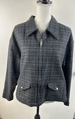 Buy Fashion Bug Plaid Wool Blend Jacket Womens L Blue Gray Multicolor Lined Pockets • 25.53£