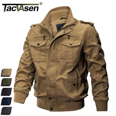 Buy Men's Military Cargo Jacket Cotton Coat Army Winter Work Tactical Bomber Jacket • 46.78£