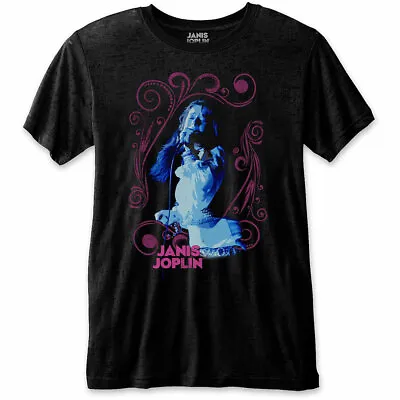 Buy JANIS JOPLIN Unisex T- Shirt - Floral Frame  - Black Cotton  • 16.49£