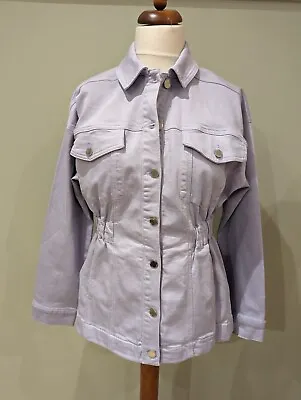 Buy Ted Baker Sofiaz Oversized Denim Jacket With Elastic Waist Lilac TB Size 4 UK 14 • 59£