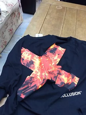 Buy Collusion Backprint Flame T Shirt In X Black Size XS Oversized • 8£