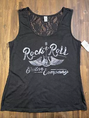 Buy Medium Ladies Tank Top Rock N Roll Guitar Company Lace & Glitter Womens Shirt • 18.89£