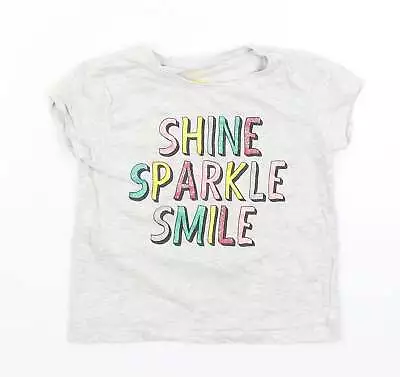 Buy Primark Girls Grey Cotton Basic T-Shirt Size 3-4 Years Round Neck - Shine, Spark • 3£