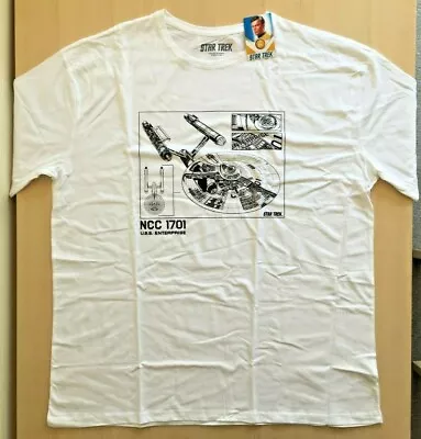 Buy Star Trek NCC 1701 Enterprise Official Mens T-Shirt (XXL) (White) NEW 👕🖖 • 11.97£