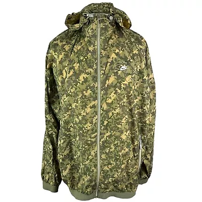 Buy Nike Vintage Camo Jacket XXL Oversized Green Hooded Festival Y2k Hipster XXL • 40£