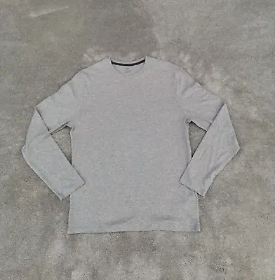 Buy M&S Shirt Medium Grey Solid Crew Neck Whale Long Sleeve Preppy • 7.58£