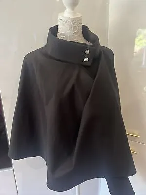 Buy Gina Bacconi Size 16 Black Cape Wrap Jacket Coat  • 50£