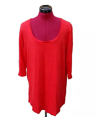 Buy J D Williams Red 3/4 Sleeve Scoop Neck Long Tunic T-Shirt Top - Size 18 - NEW • 4£